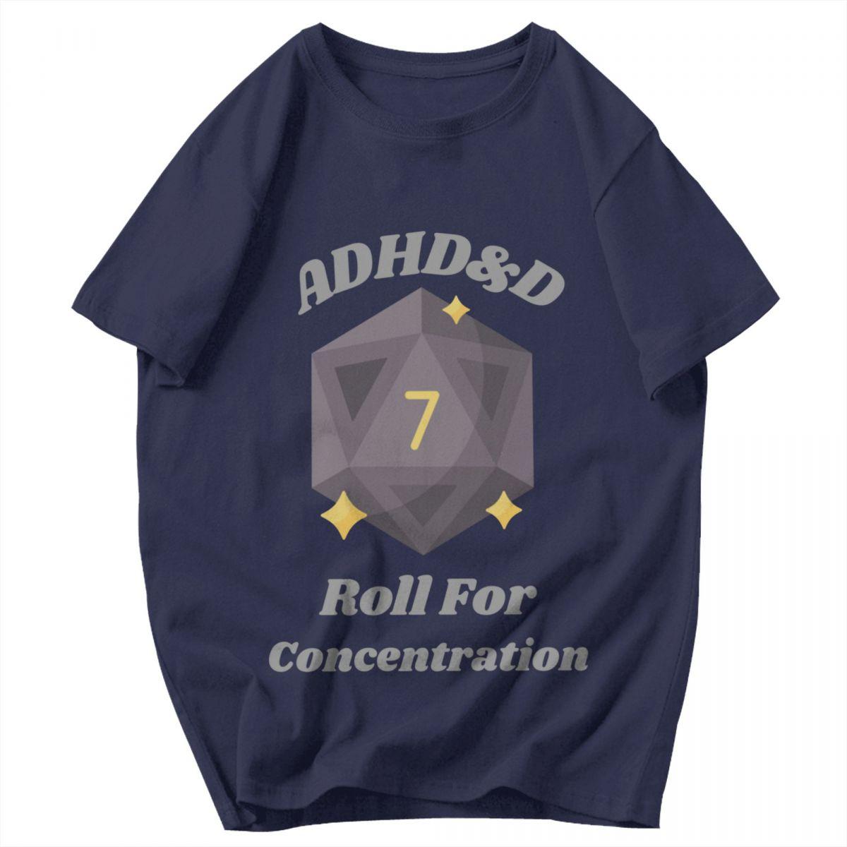 

Men T Shirt ADHDD Roll For Concentration Vintage Cotton Y2K Graphic Oneck Unisex Tops T Shirts 4XL
