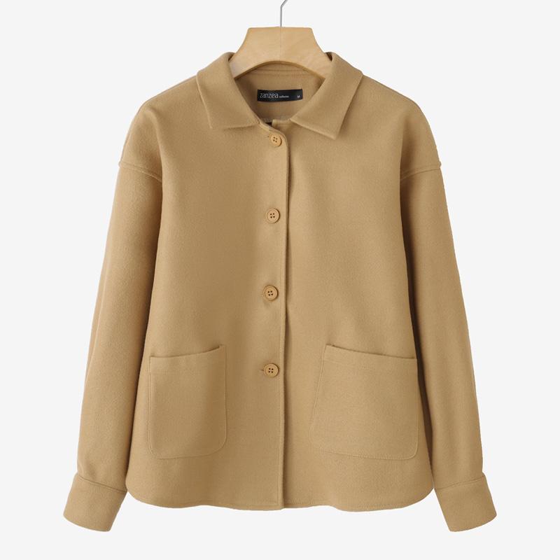 

ZANZEA Women Turn Down Collar Casual Long Sleeve Thin Outwear S хакі