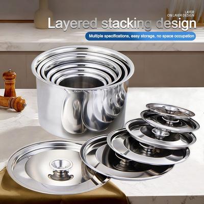 Durable Stainless Steel Pot Lids 12-24cm Reusable Cookware Lid Frying Pan Metal Lid