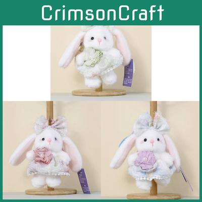 Plush Bunny Keychain With Floral Design For Bags And Gifts