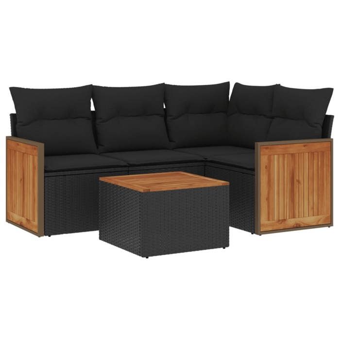 VidaXL Garden Lounge Set with Cushions 5 Pcs, Patio Sofas, Patio Furniture Set, Outdoor Furniture, Black 3227616