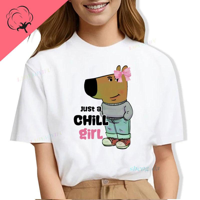 Ropa De Mujer Hot Sale Kawaii Just A Chill Girl Meme T Shirt Chill Guy Funny Graphic T Shirts Novelty Trend Unisex Tee S