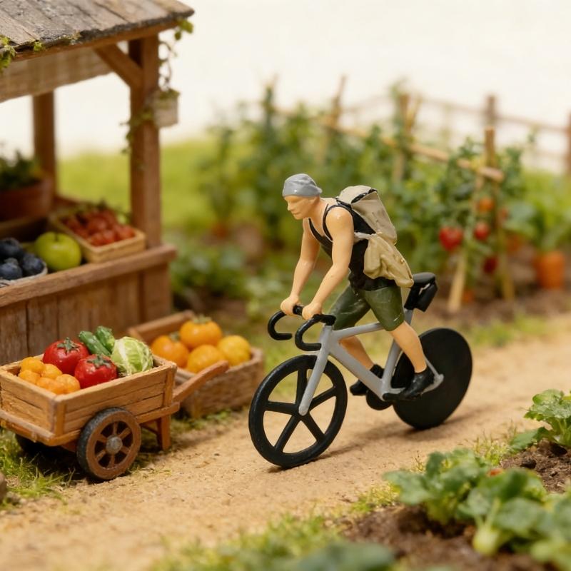 1:64 Cycling Statue Miniature Craft Cycling Scene Miniatures Resin Texture Suitable for Desktop Decorating and Present