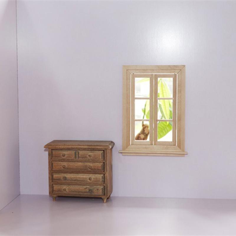 1: 12 Dollhouse Mini Door and Window Plain Wooden Material Model Accessories Can Be Painted and Colored