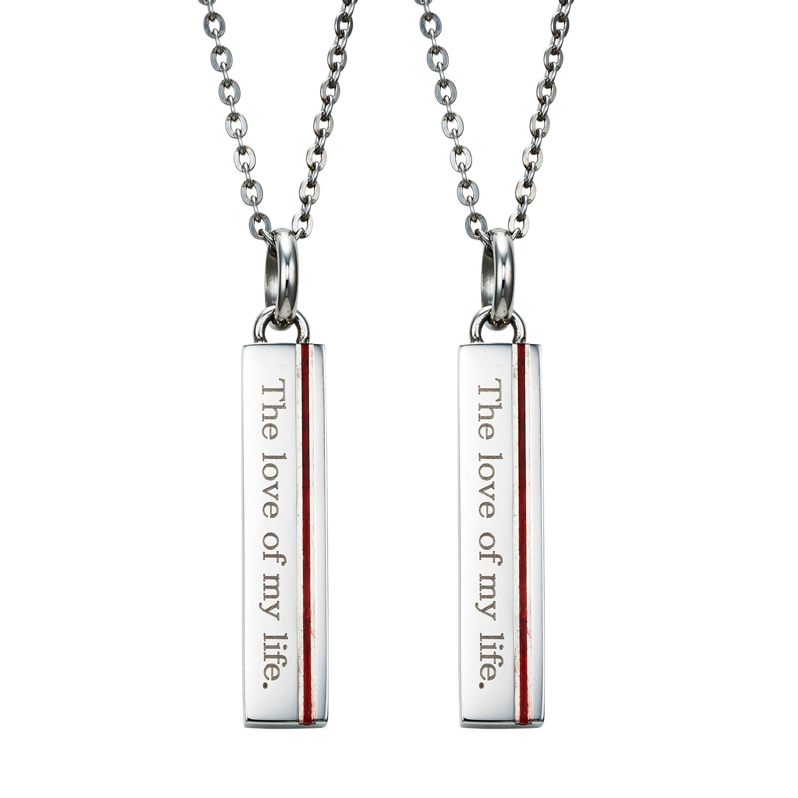 

Pair Necklace Set of 2 Surgical Stainless Steel Red Thread Plate Message Hypoallergenic [White Clover] 38cm&45cm 4SUP107SV&4SUP107SV