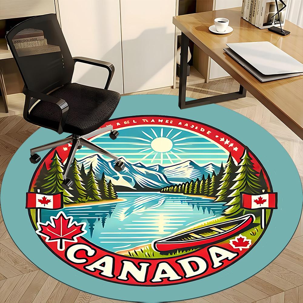 1pc Canada Nature Office Round Area Rug, Mat Suitable ForOffice, Under Office Chairs Bedroom Living Room Home Decor, Room Deco