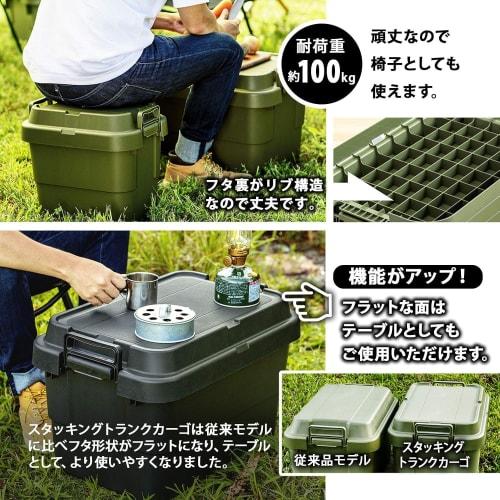 RISU Trunk Cargo Storage Box, 22L, Green, Made In Japan, TC-20S, Set of 2, Stackable, Waterproof, for Outdoor Storage, Camping, GHON100