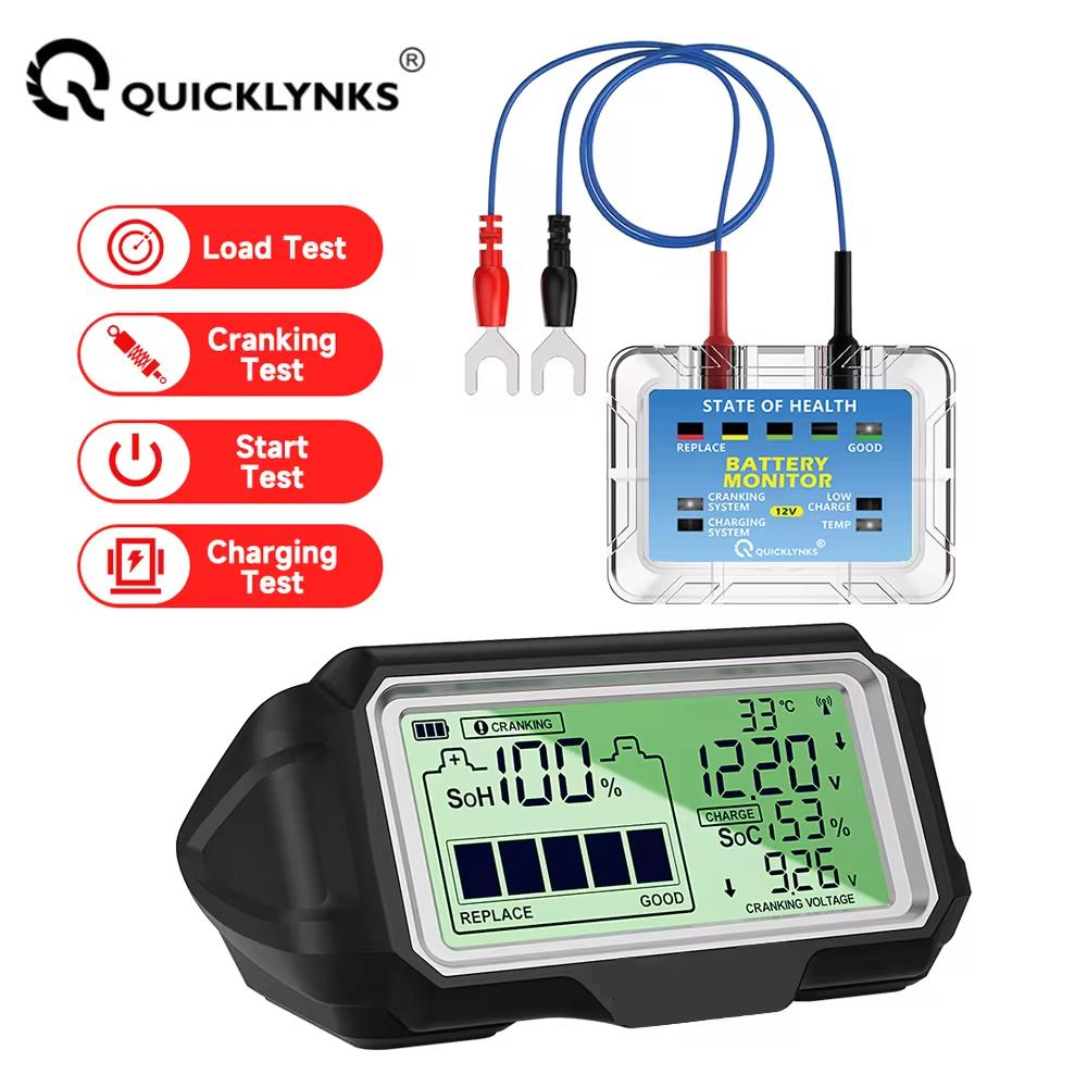 QUICKLYNKS BM5-D Тестер автомобильного аккумулятора 12В Светодиодный 433 МГц Монитор Head-Up Дисплей SOH SOC Анализатор заряда аккумулятора Диагностический инструмент BM5-D
