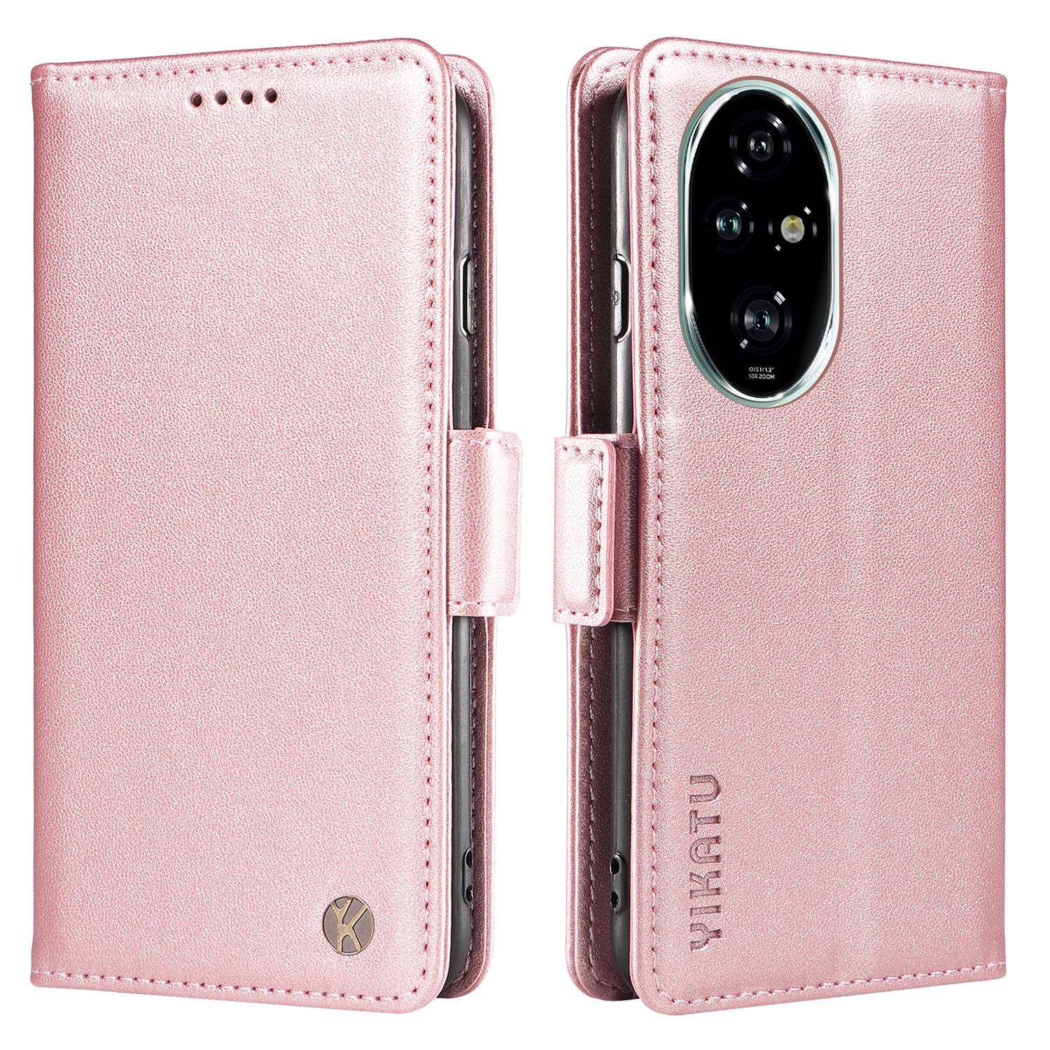 

YIKATU YK-003 For Honor 200 Pro 5G Case PU Leather Phone Wallet Cover Rose Gold