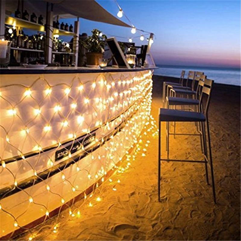 New 3X2M 2X2M LED Fish Net String Lights Outdoor Waterproof 8 Modes Christmas Garland Fairy Lights for Party Garden Patio Decor