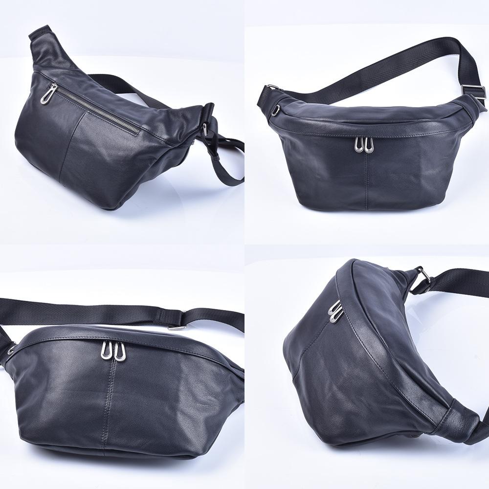 Men's Waist Pack Top Layer Cowhide Large Capacity Personality Portable Storage Bag Shoulder Bag Crossbody Chest Bag for Men