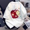 Damen Sommer Neue Kurzarm Tops Roter Apfel und Stern Gedruckt Lässiges Damen T-Shirt Top Damen Vintage Atmungsaktive Kleidung