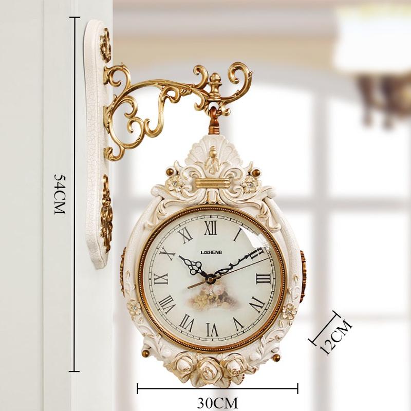 

Double-sided Wall Clocks Vintage Art Decoration Clocks Living Room Elegant Clock Silent Luxury Wall Watch Aesthetic Decorations белый