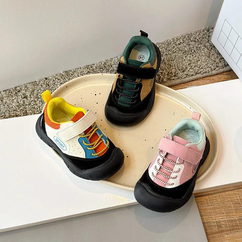 Kids Shoes Color Matching Cool Korean Wind Girls Sneakers Children Sport Shoes for Boys Student Hiking Shoes Running H09015