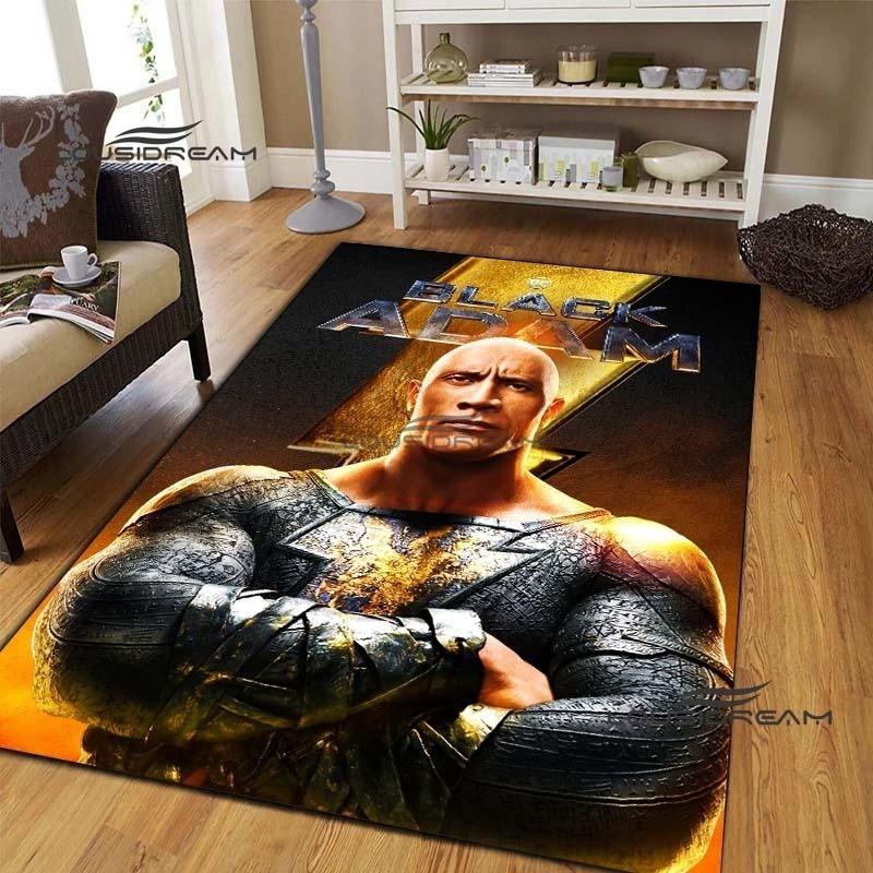 Dwayne Johnson Movie Carpets and Rug Black Adam Carpet Floor Mat Living Room Bedroom Large Area Soft Carpet Kids Room Rug