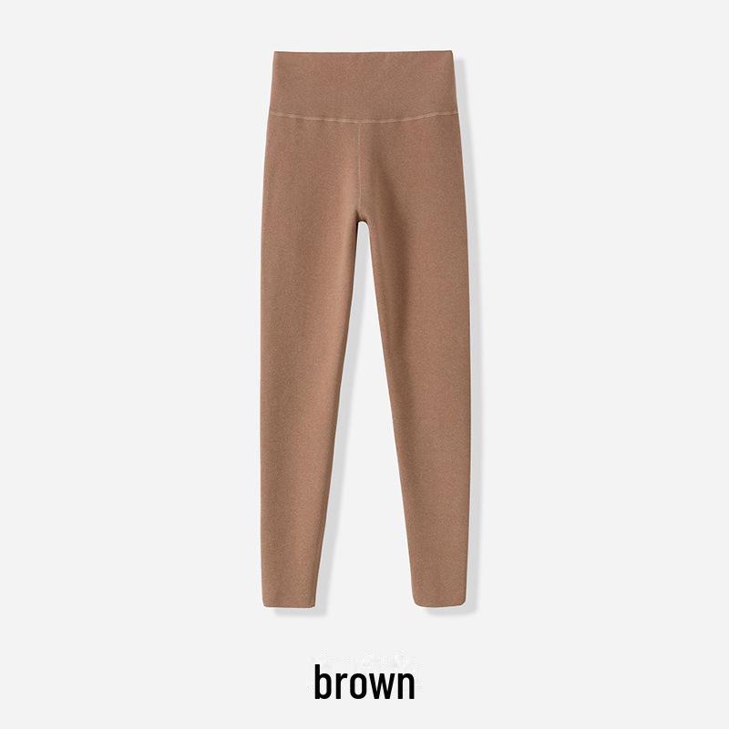 2024 Autumn/Winter High-Waist Double-Sided German Velvet Seamless Leggings for Women - Warm, Thick Waist Protection