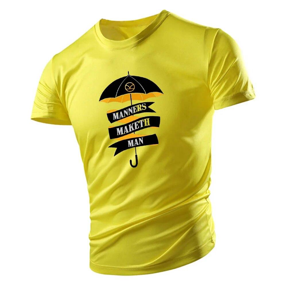 Casual Sports Style 2d Small Umbrella Print Summer Men'S Crew Neck Short Sleeve T-Shirt Loose Comfortable Breathable Quick Dry