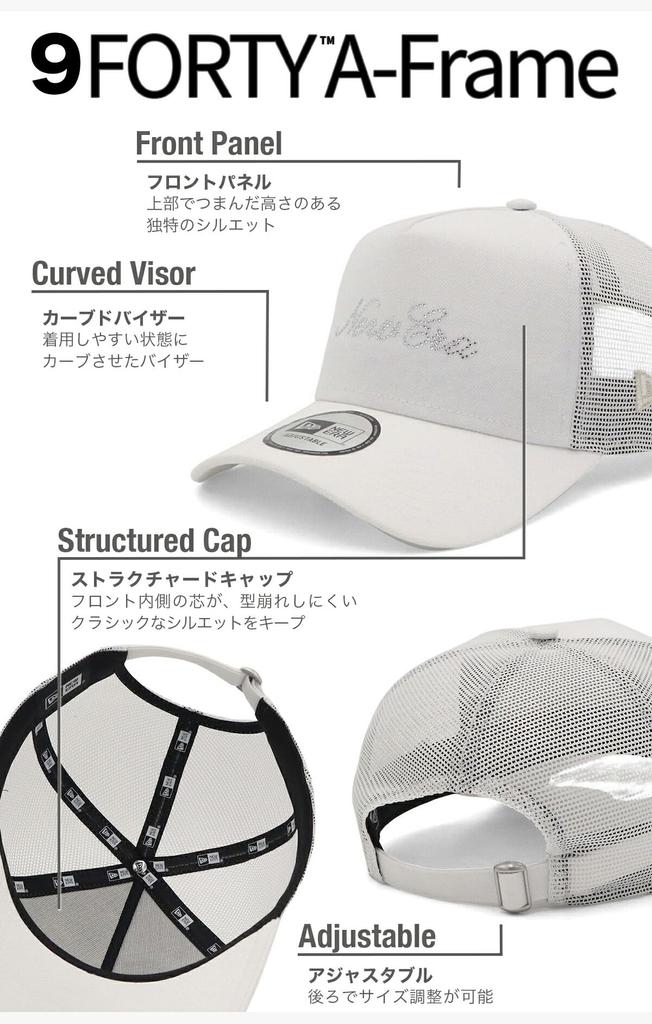 NEW ERA Cap Mesh Cap 9FORTY Trucker Cloth Strap White 14731270 NER36C6563 Rhinestone Onspotz Exclusive Free A-Frame Men's Women's