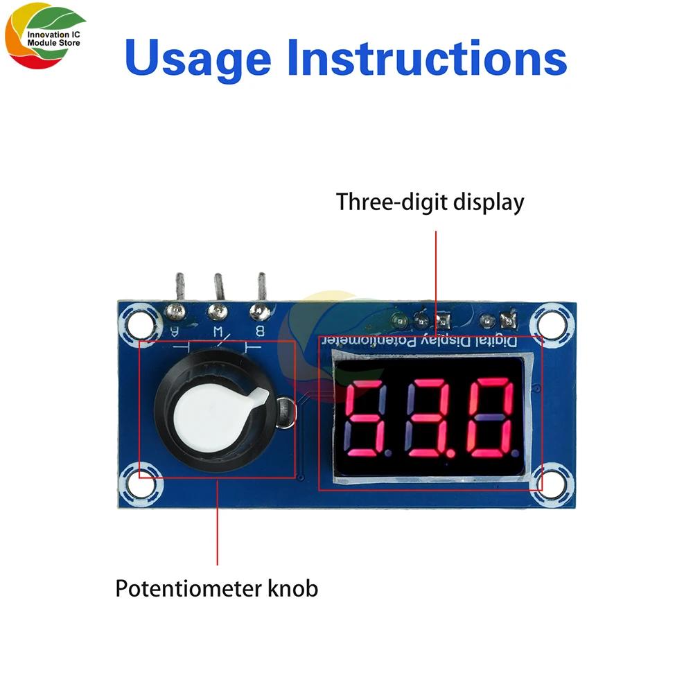 LED Digital Display Single-Channel Potentiometer Module 5K/10K/20K Trimmer with 3-Digit 7-Segment Display