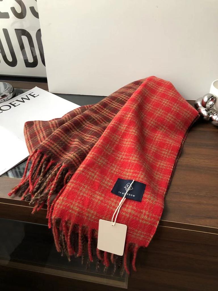 Autumn And Winter Scarf Ab Color Matching Plaid Cashmere Warm Shawl Dual-Purpose Scarf Tide