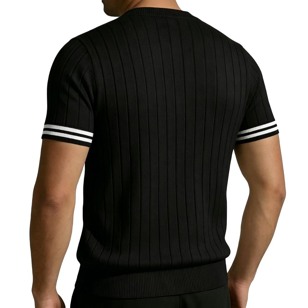 Men's Casual V Neck Short Sleeve T Shirt Ribbed Knit Slim Fit Lightweight Breathable Comfortable Summer Top for Outdoor Indoor Use