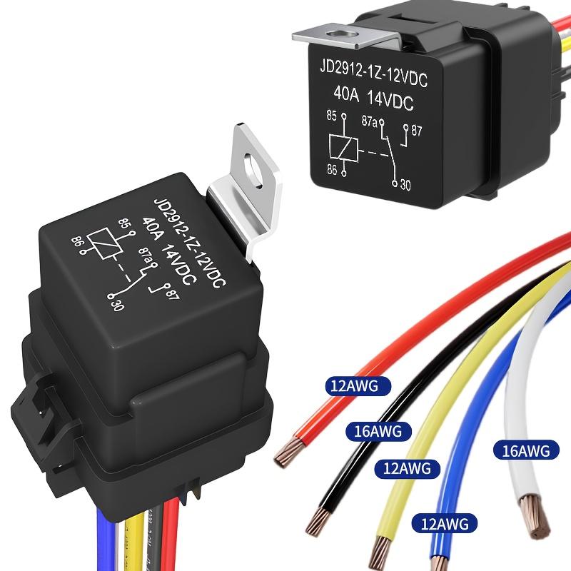 1PC 12V 40A Relay 5 Pin Waterproof Auto Relay Heavy Duty 12AWG and 16AWG Car Relay Kit with Harness Set for 12 Volt Automotive Relays 5