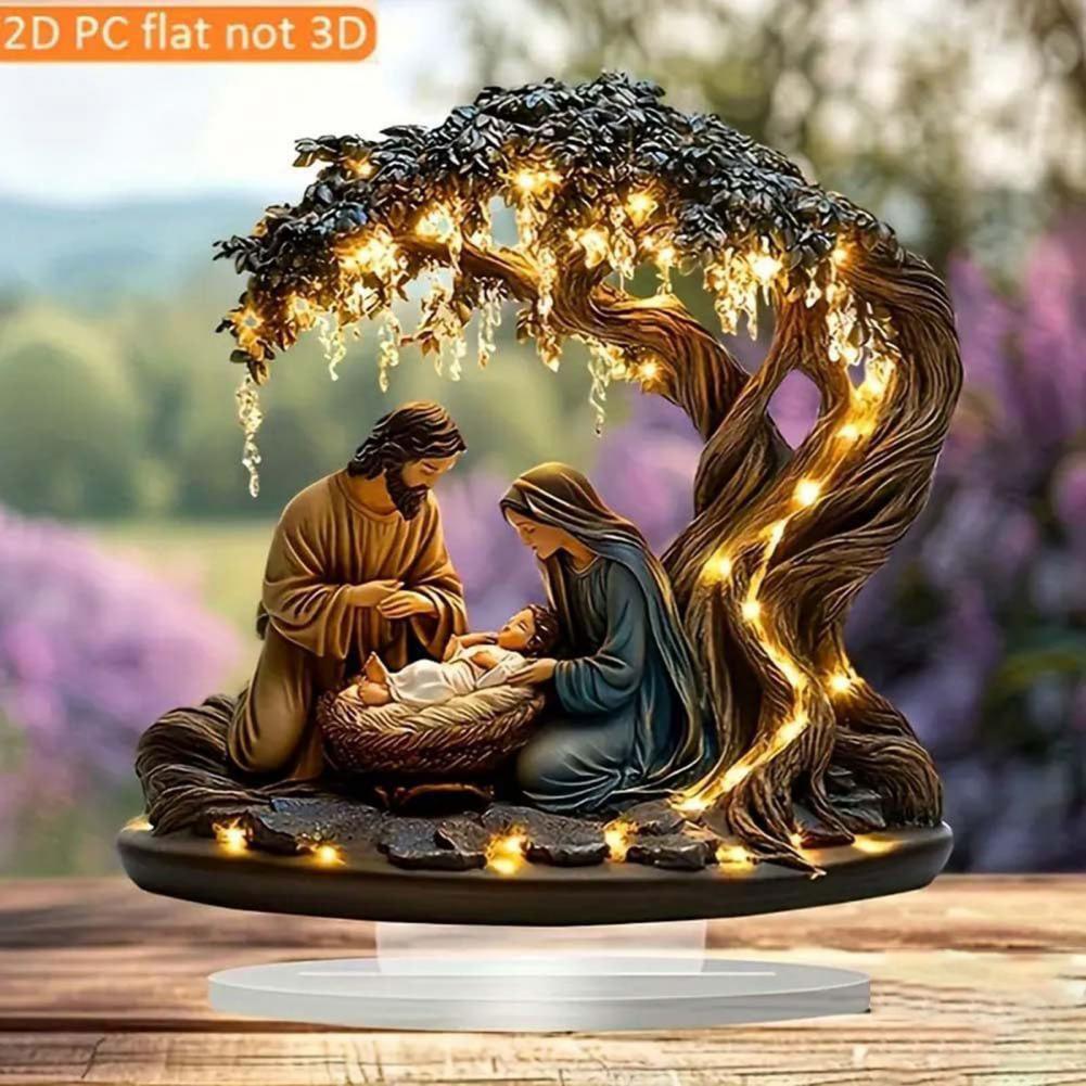 Divine Birth Nativity Scene Decor 2d Acrylic Nativity Scene Ornament Flat Christmas Tabletop Display Minimalist Desktop Decor