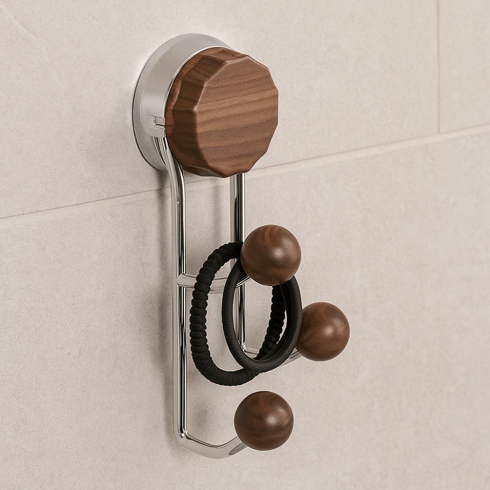 Stainless Steel Suction Cup Hook Antique Hair Ring Storage Hook Vertical Hook Shelf Toilet