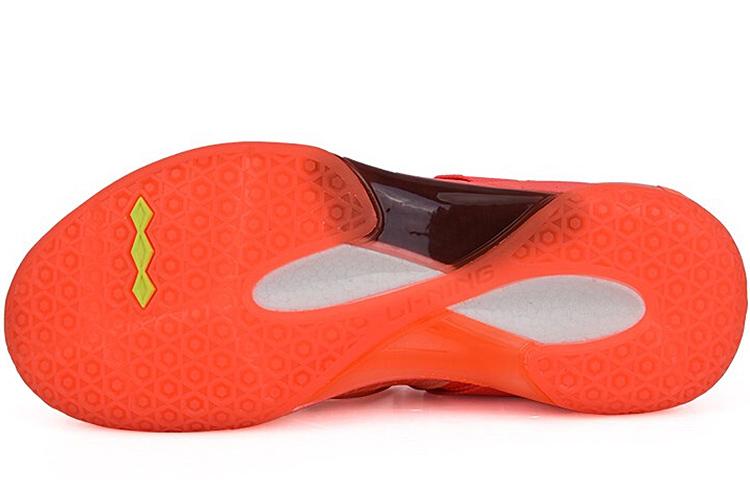 Li Ning Roar II Rubber Cushioning Slip Resistant Abrasion Resistant High Top Badminton Shoes Men's Neon Fruit Red AYAQ011-2