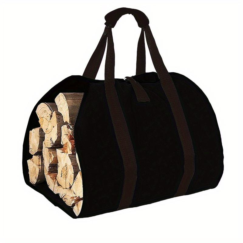 Canvas Firewood Carrying Storage Bag Outdoor Camping, 600D Oxford Cloth Waterproof Fireplace Wood Storage Bag Camping чёрный