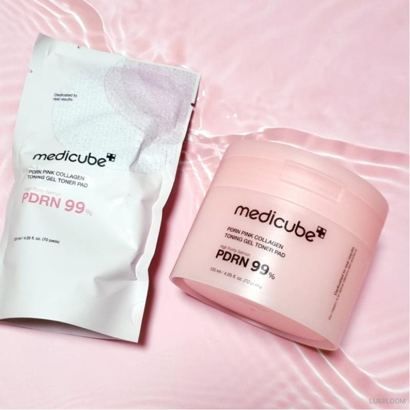 Medicube PDRN Rosa Kollagen Toning Gel Toner Pad 70+10 Pads (Limitierte Auflage, beschränkte Auflage)