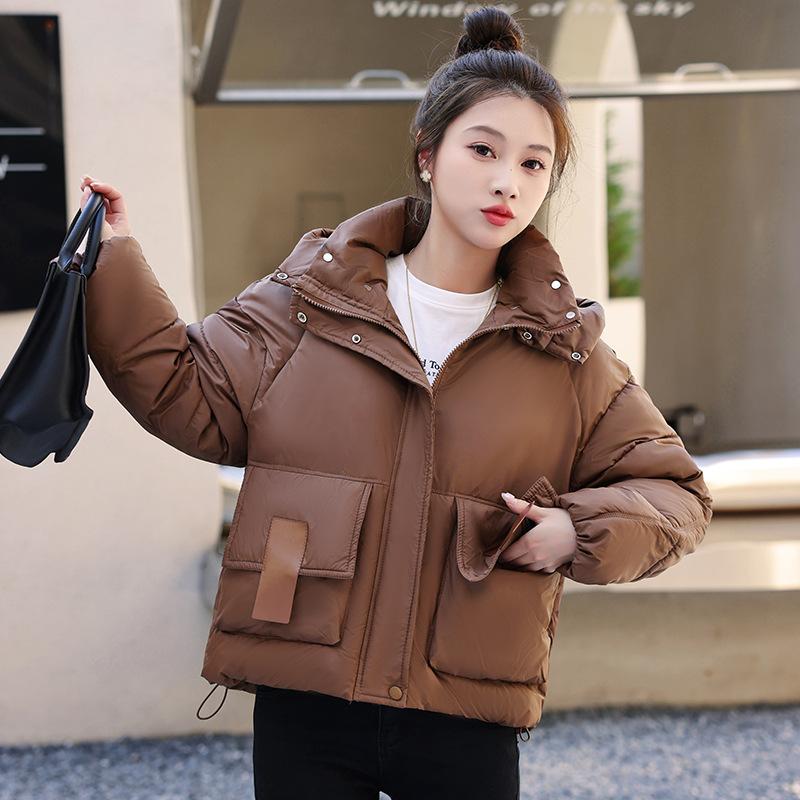 2025 New Down Cotton Jacket Women's Fashion Hooded Short Cotton Jacket Loose Winter Korean Cotton Jacket Thickened Bread Jacket