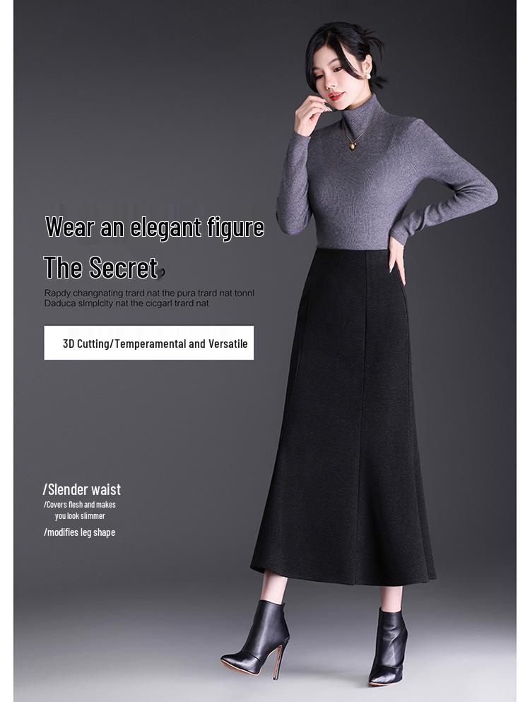 2025 Winter Long Woolen High-Waisted Fishtail Pencil Skirt