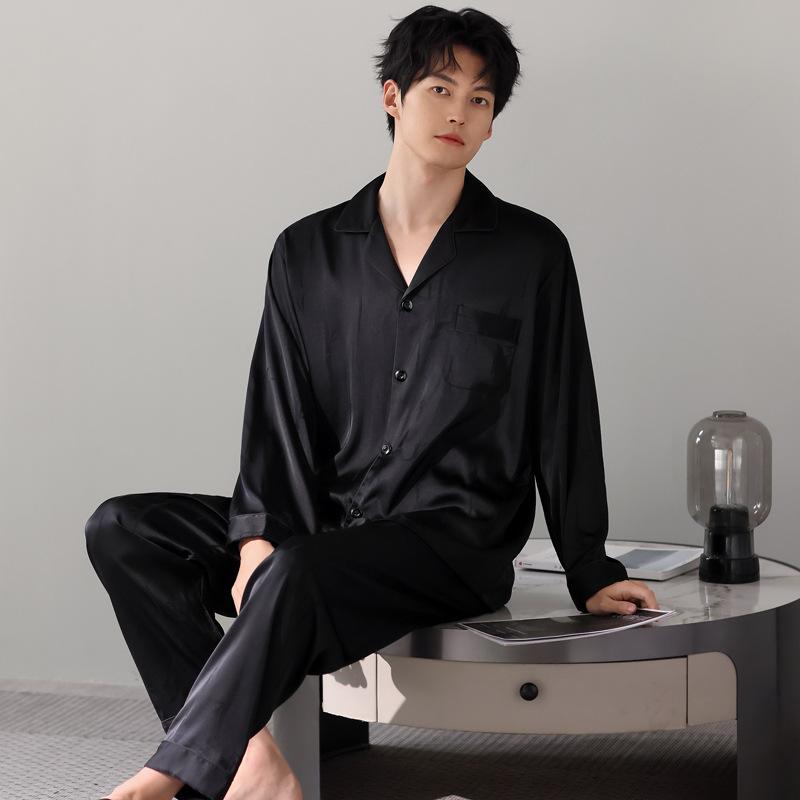 [Ice Skin Series] New Chinese Ice Silk Pajamas Men's Spring and Autumn Long Sleeves 1011 New Chinese Style Loungewear Set