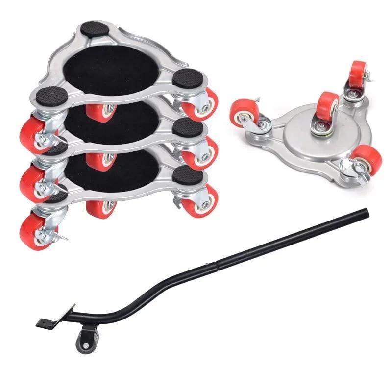 4-hjuls Stål Møbelflytter Tung Gjenstand Flytting Universell Hjulbrakett Multifunksjonelt Flytteverktøy Lager Tung Gjenstand Flytter