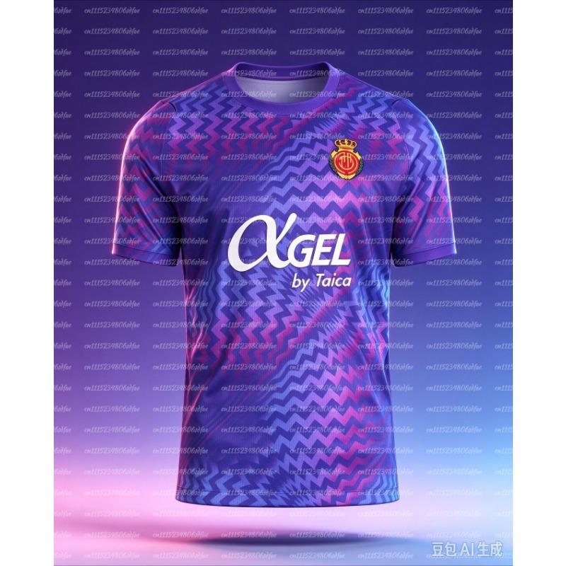26‑27 Mallorca Football Jersey Shirt, Men Summer New Wave Print Soccer T‑Shirt, Training Breathable Quick Drying Sweatshirt