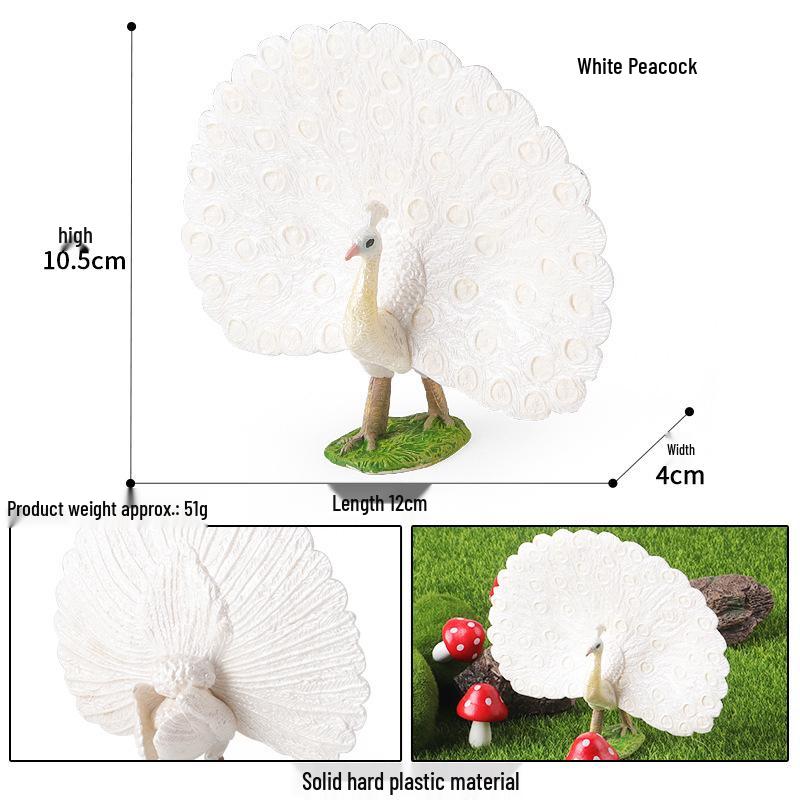 Children s Cognitive Wild Birds Animal Models - White & Green Peacock Desktop Ornaments