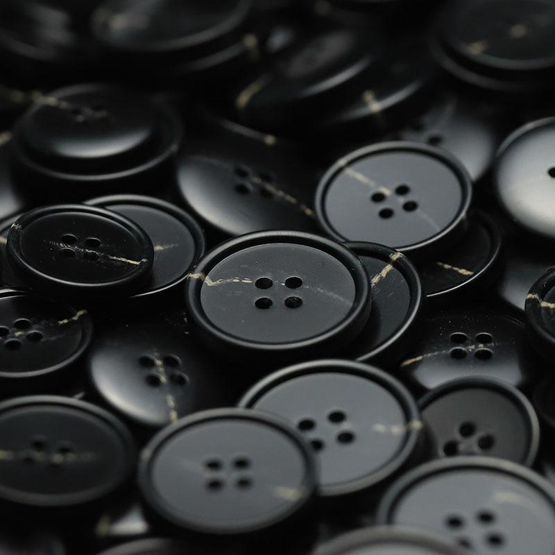 5Pcs Fine Edge Resin Four-Eye Button Black Coffee Double-Sided Coat Jacket Button Suit Trench Coat Accessories