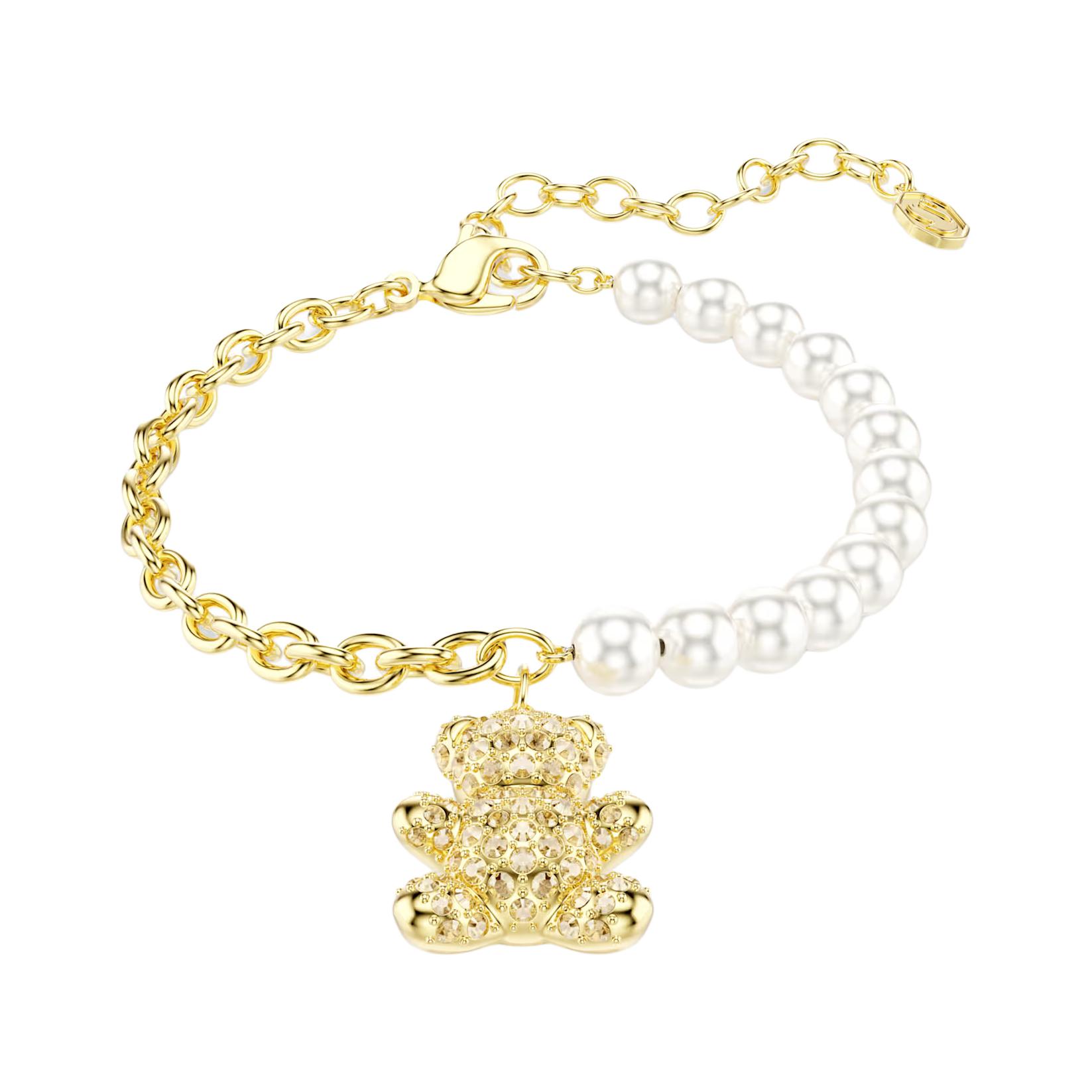 Swarovski Idyllia Teddy Bear Pattern Bracelet Unisex Bracelets Gold 5737622 Box (Random Color)