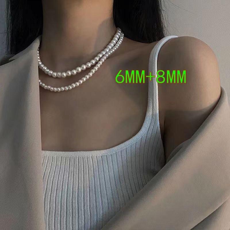 Meier Vintage court style double-layer pearl necklace ~ high-end versatile hong kong style ins neck chain choker collar clavicle chain