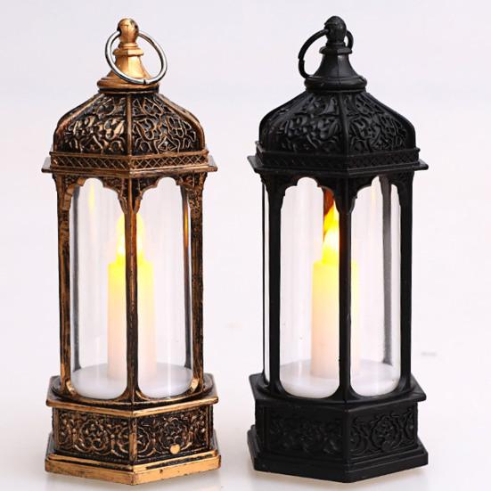 Wind Lantern Six Corners Beautiful Lighting Vintage Christmas LED Candle Lantern Courtyard Decoration