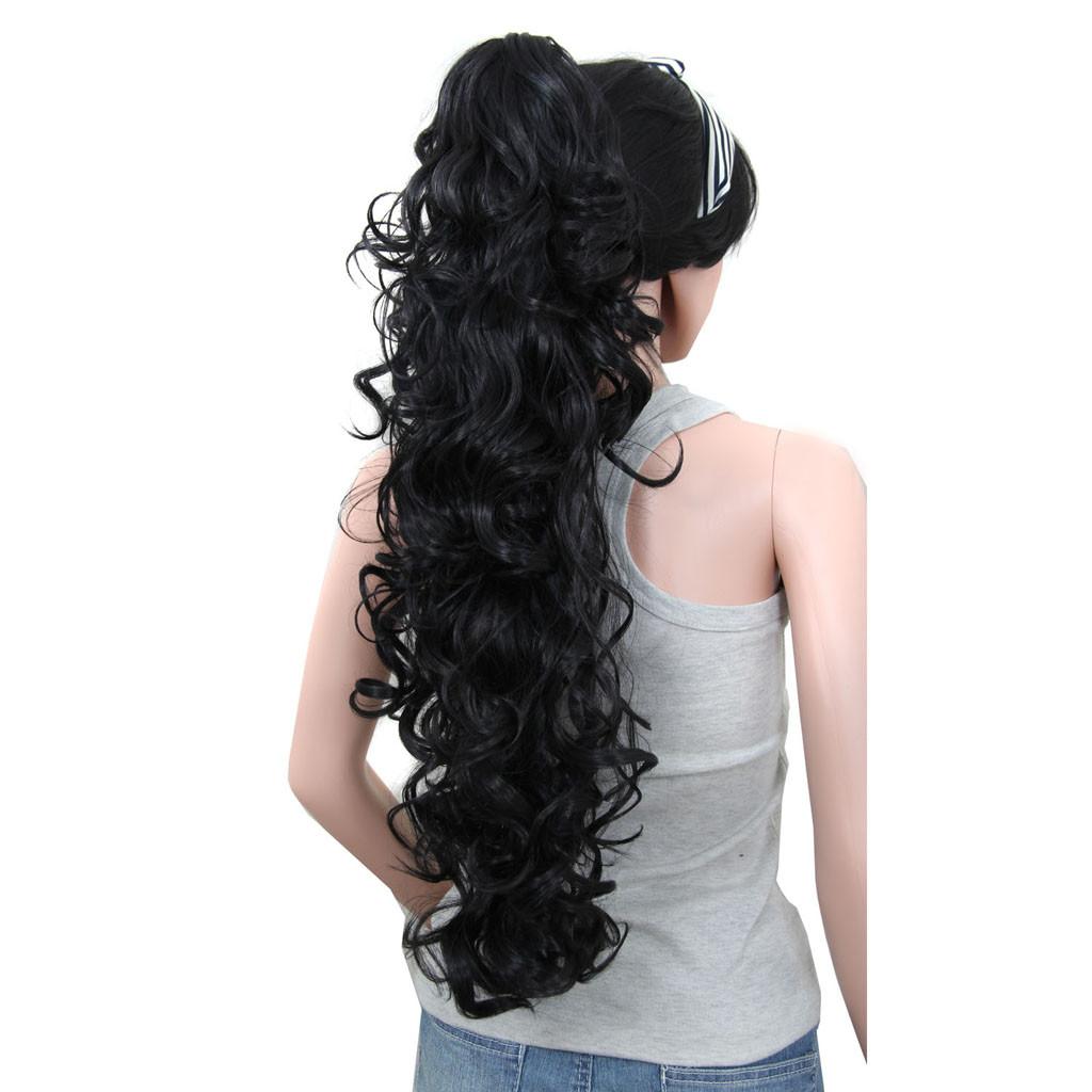Long Clip-in Curly Jaw Ponytail Clip In Hair Extensions Wavy Hairpiece