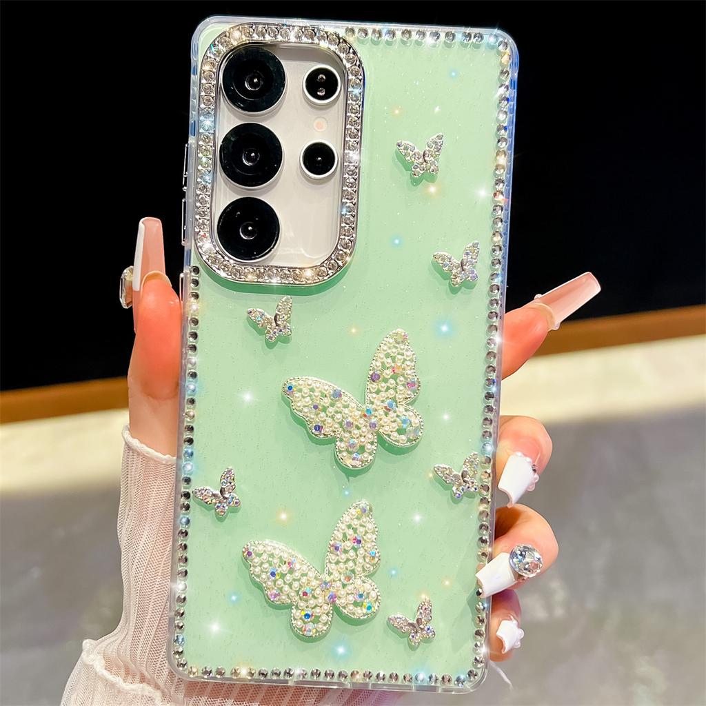 Handmade Sparkly Diamond Butterfly Swarm IMD Phone Case, Compatible with Samsung S23 Ultra/S24/S25 & A07/A15/A16/A17/A26/A35/A36/A55/A56