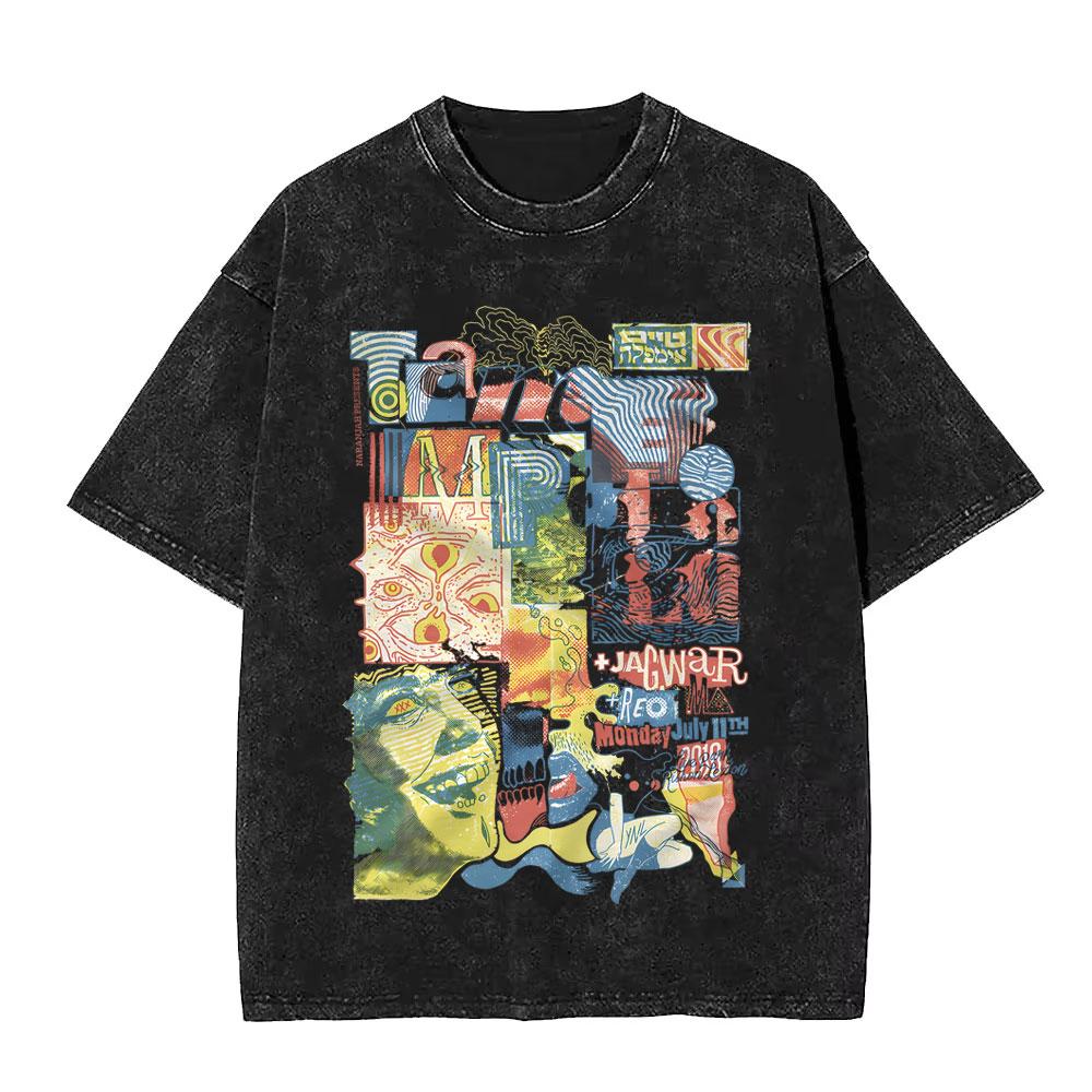 VintageWashed  Pop Rock Band Tame Impala Currents Graphic Print T Shirts Men Women Casual Cotton Oversized Short Sleeve Tshirt