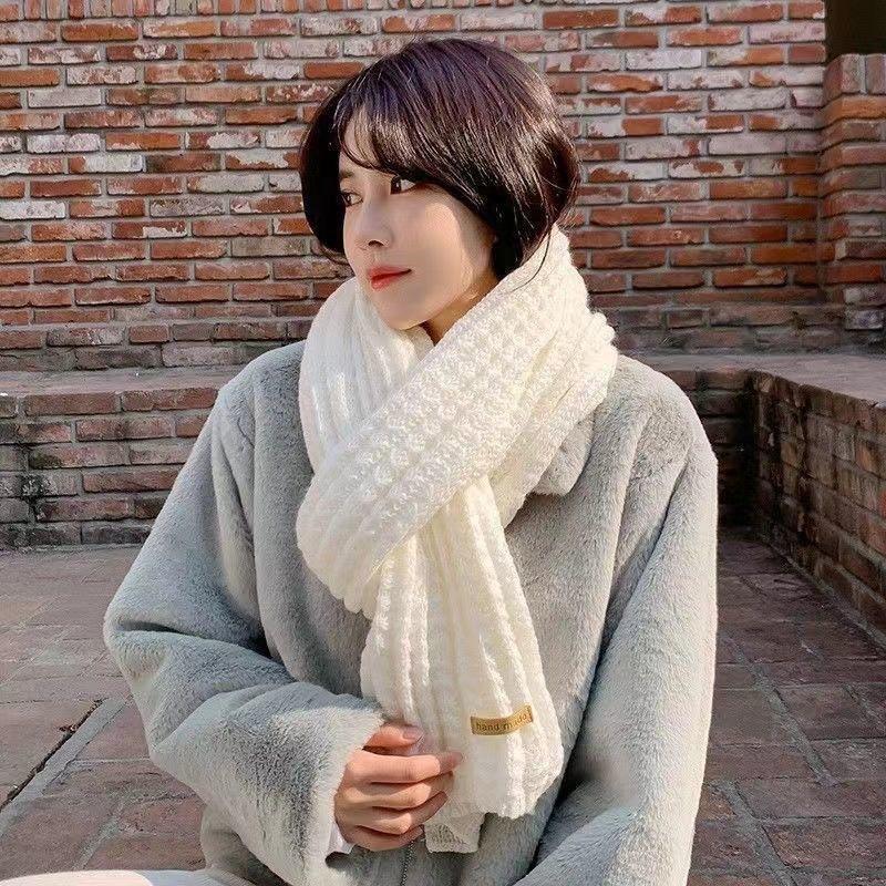 Design Thick Knitted Scarf for Women Fashion Winter Warm Cashmere Scarves Neckercheif Lady Korean Style Neck Tie Bandana