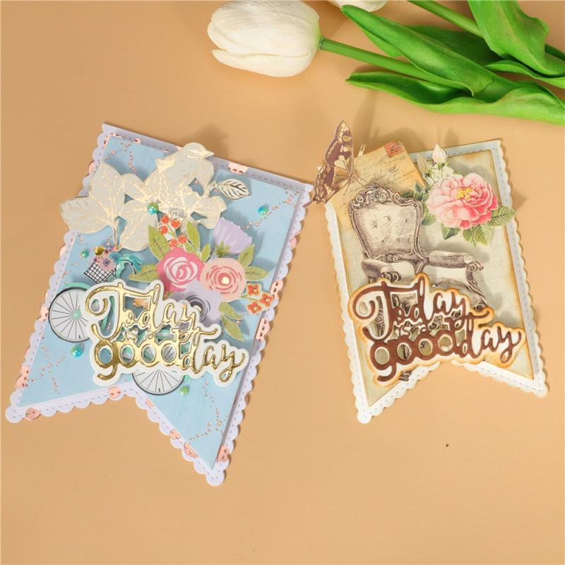 5Pcs Banners Metal Cutting Die Stencil Template for DIY Embossing Paper Photo Album Cards Making Scrapbooking Die Cut