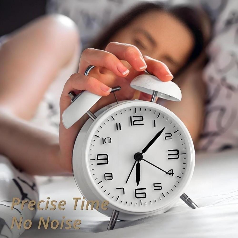 Metal Frame Silent Student Alarm Clock 4 Inch Table Clock Twin Bell Loud Alarm Clock  Bedroom