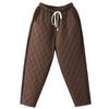 Retro Diamond-Patterned Women's Elastic Waist Harem Pants - Thick, Warm, Casual Cotton Trousers