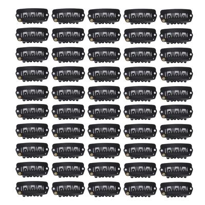 50pcs Hair Wig Clips Stainless Steel U Shaped 6 Teeth Hair Extension Hairpiece Clips Black 2.8cm