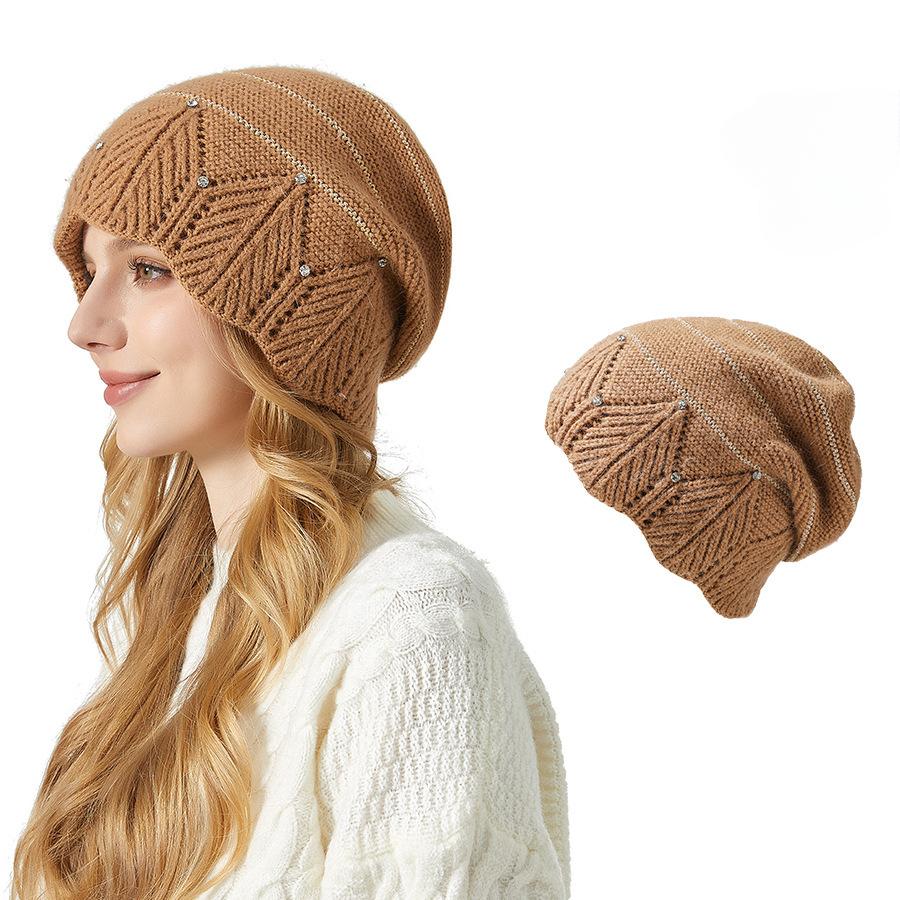 

Легкая роскошная утолщенная кружевная шляпа для дам, темпераментная универсальная плюс бархатная вязаная ворсовая шляпа M（56-58cm） коричневый